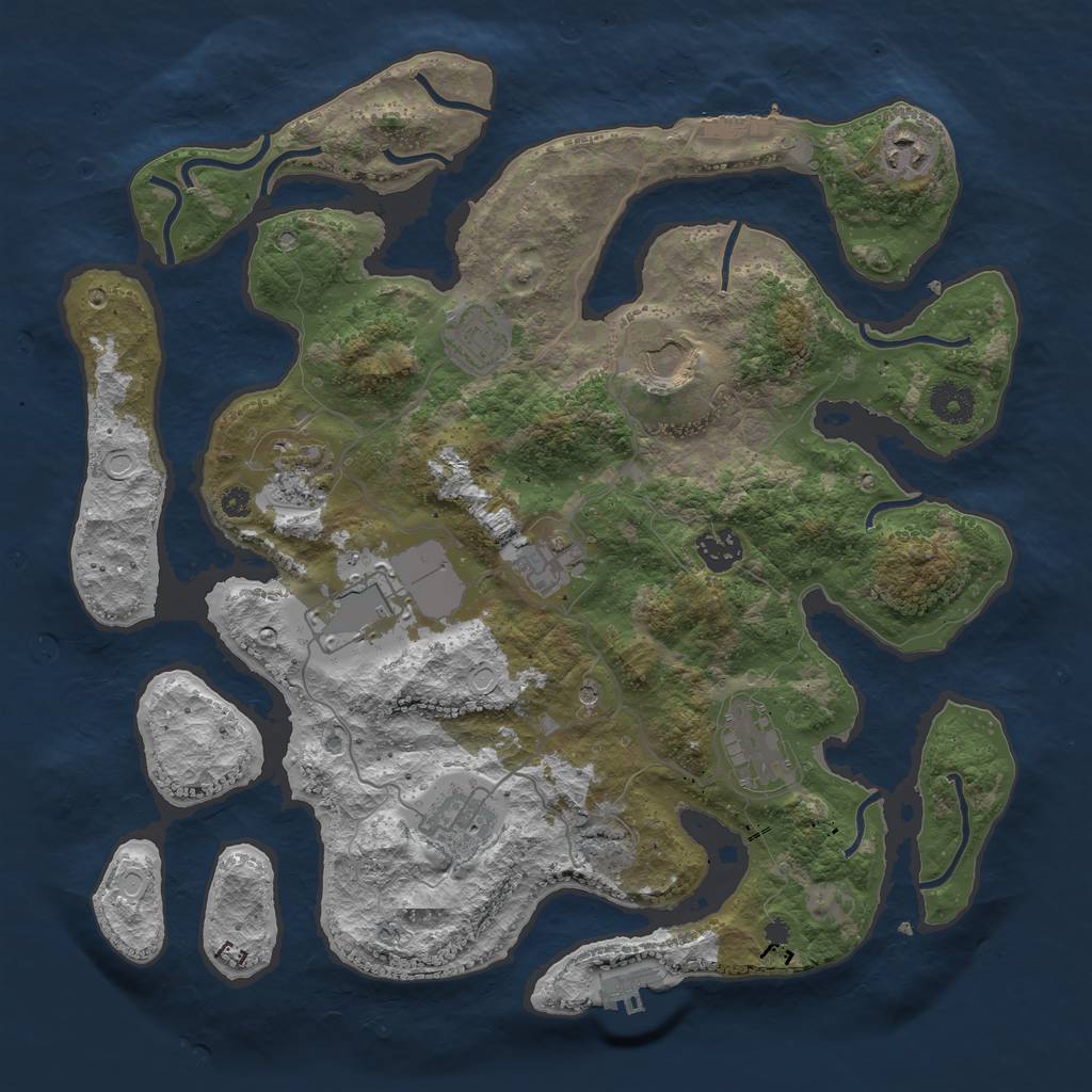 Rust Map: Procedural Map, Size: 3700, Seed: 993558053, 17 Monuments