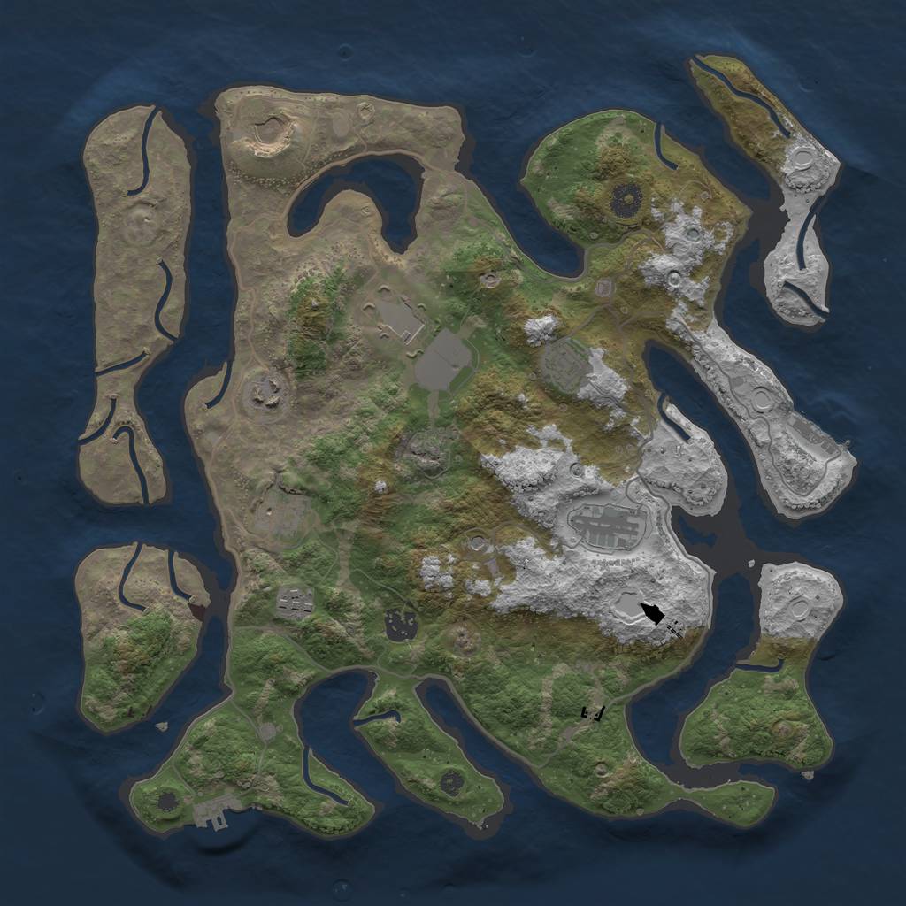 Rust Map: Procedural Map, Size: 4000, Seed: 452830, 16 Monuments