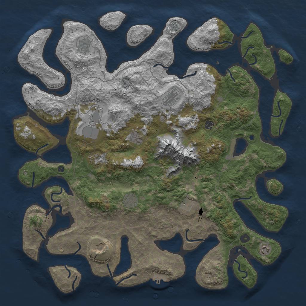 Rust Map: Procedural Map, Size: 5000, Seed: 651568, 18 Monuments
