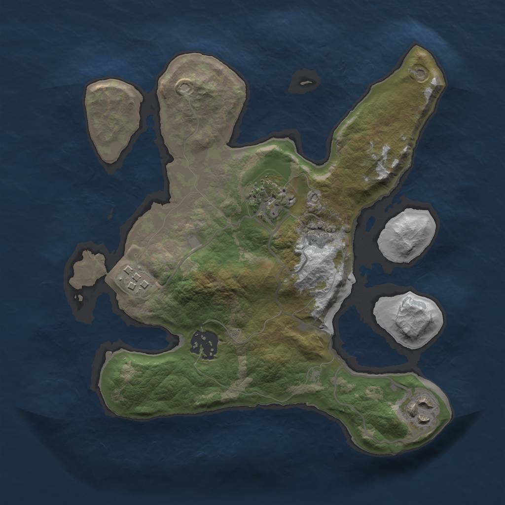Rust Map: Barren, Size: 2600, Seed: 1752947856, 6 Monuments