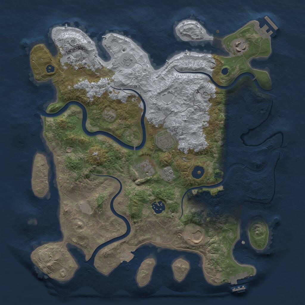 Rust Map: Procedural Map, Size: 3600, Seed: 423748205, 13 Monuments