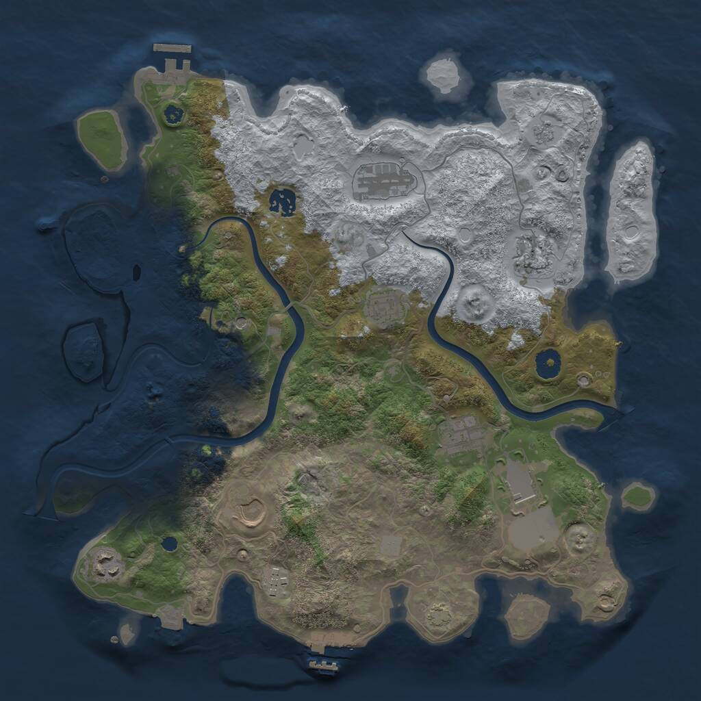 Rust Map: Procedural Map, Size: 3750, Seed: 21355, 15 Monuments