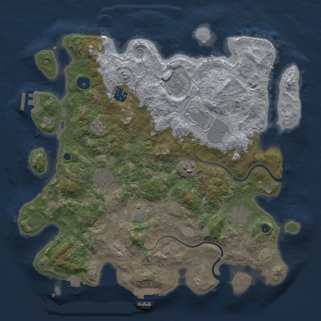 Rust Map: Procedural Map, Size: 3750, Seed: 21355, 14 Monuments