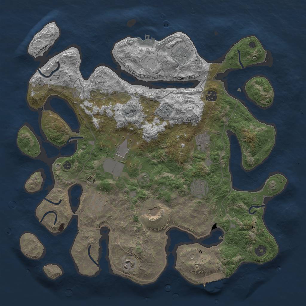 Rust Map: Procedural Map, Size: 4000, Seed: 109516377, 17 Monuments