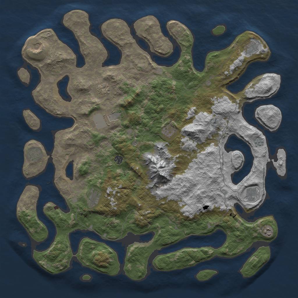 Rust Map: Barren, Size: 5200, Seed: 19882454, 14 Monuments