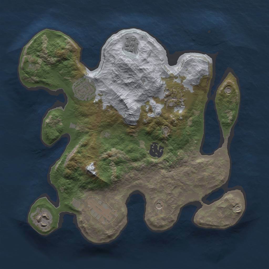 Rust Map: Barren, Size: 2750, Seed: 1, 9 Monuments