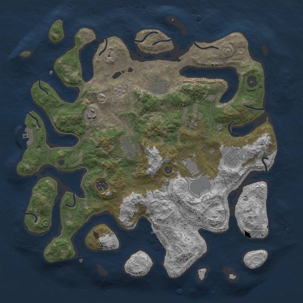 Rust Map: Procedural Map, Size: 4000, Seed: 39627952, 16 Monuments