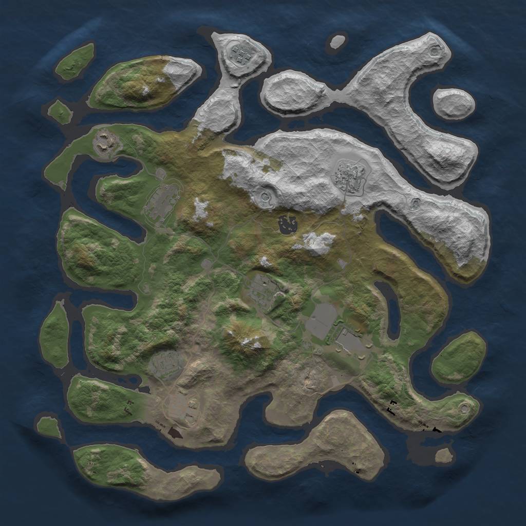 Rust Map: Barren, Size: 3950, Seed: 25437274, 12 Monuments