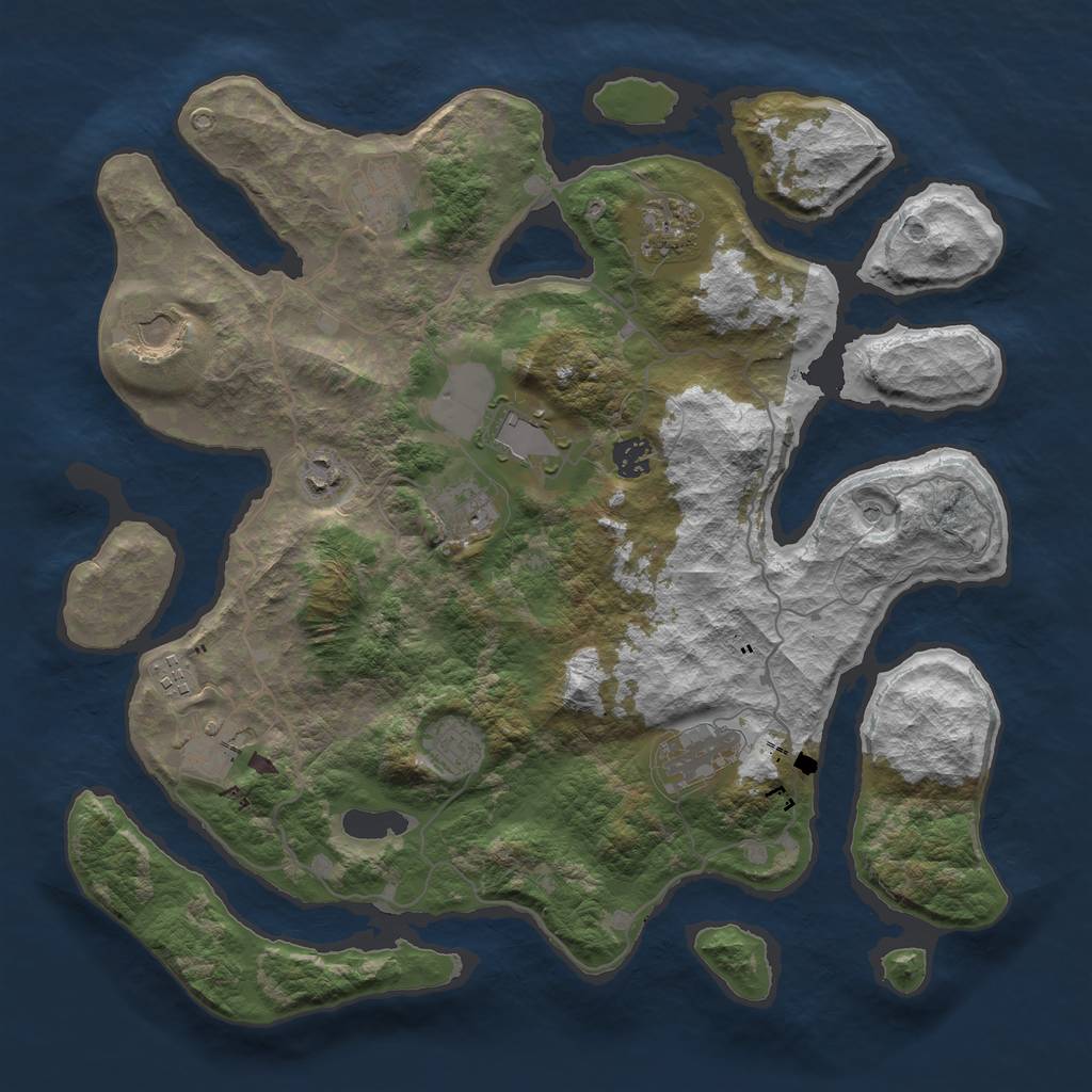 Rust Map: Barren, Size: 4000, Seed: 359034533, 14 Monuments