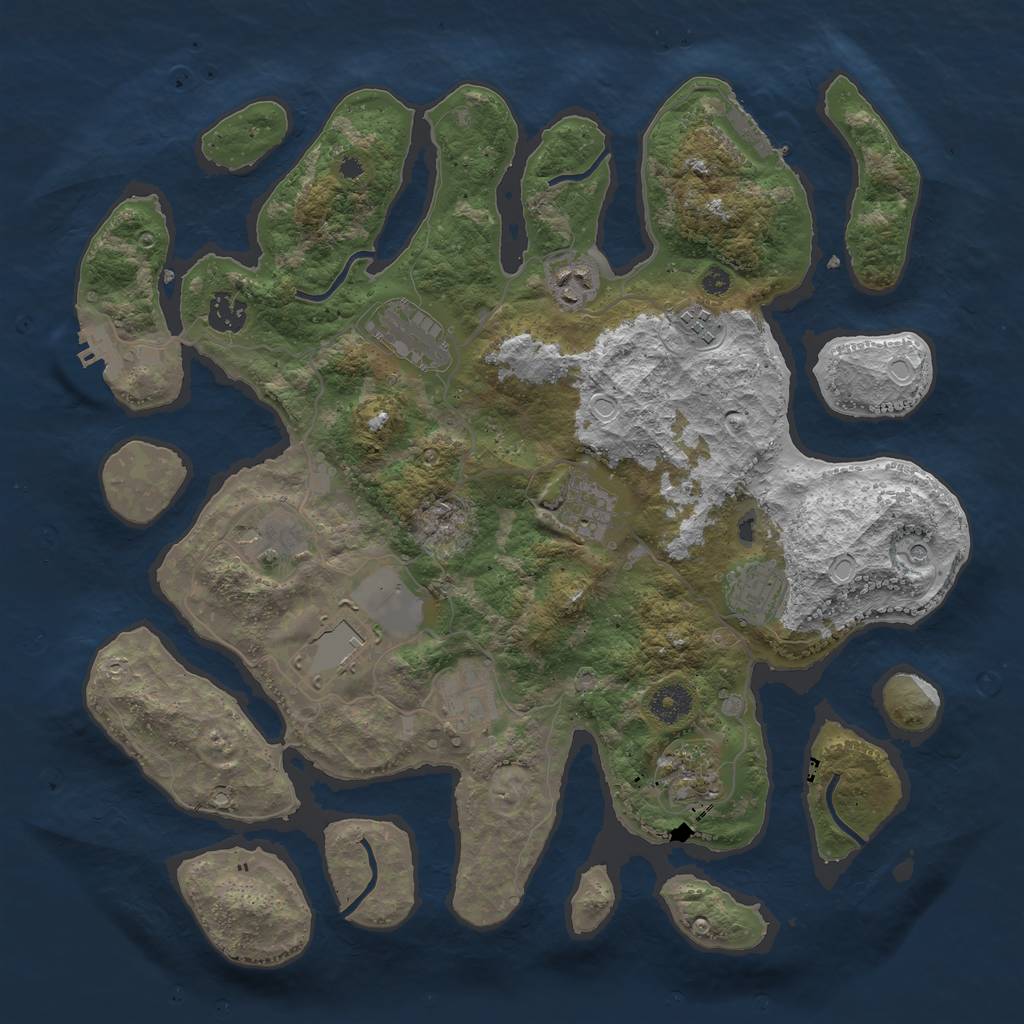 Rust Map: Procedural Map, Size: 3850, Seed: 829570055, 18 Monuments