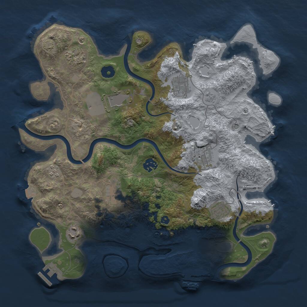 Rust Map: Procedural Map, Size: 3500, Seed: 8954329, 15 Monuments