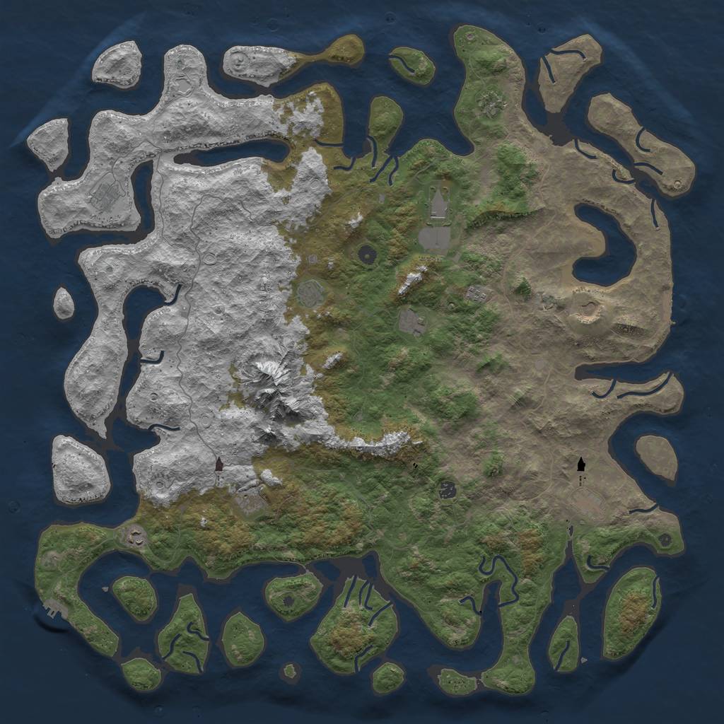 Rust Map: Procedural Map, Size: 6000, Seed: 71529206, 19 Monuments