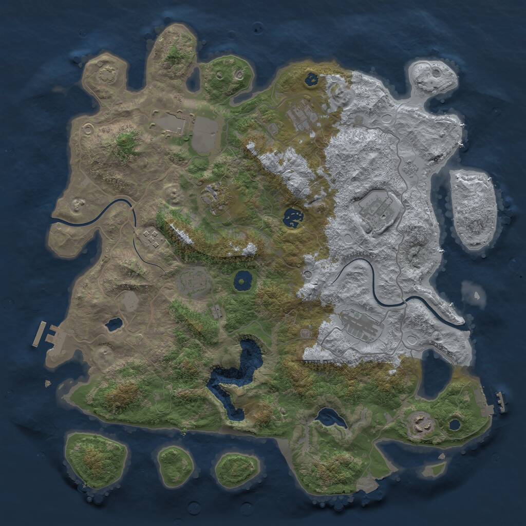 Rust Map: Procedural Map, Size: 4000, Seed: 684188, 15 Monuments