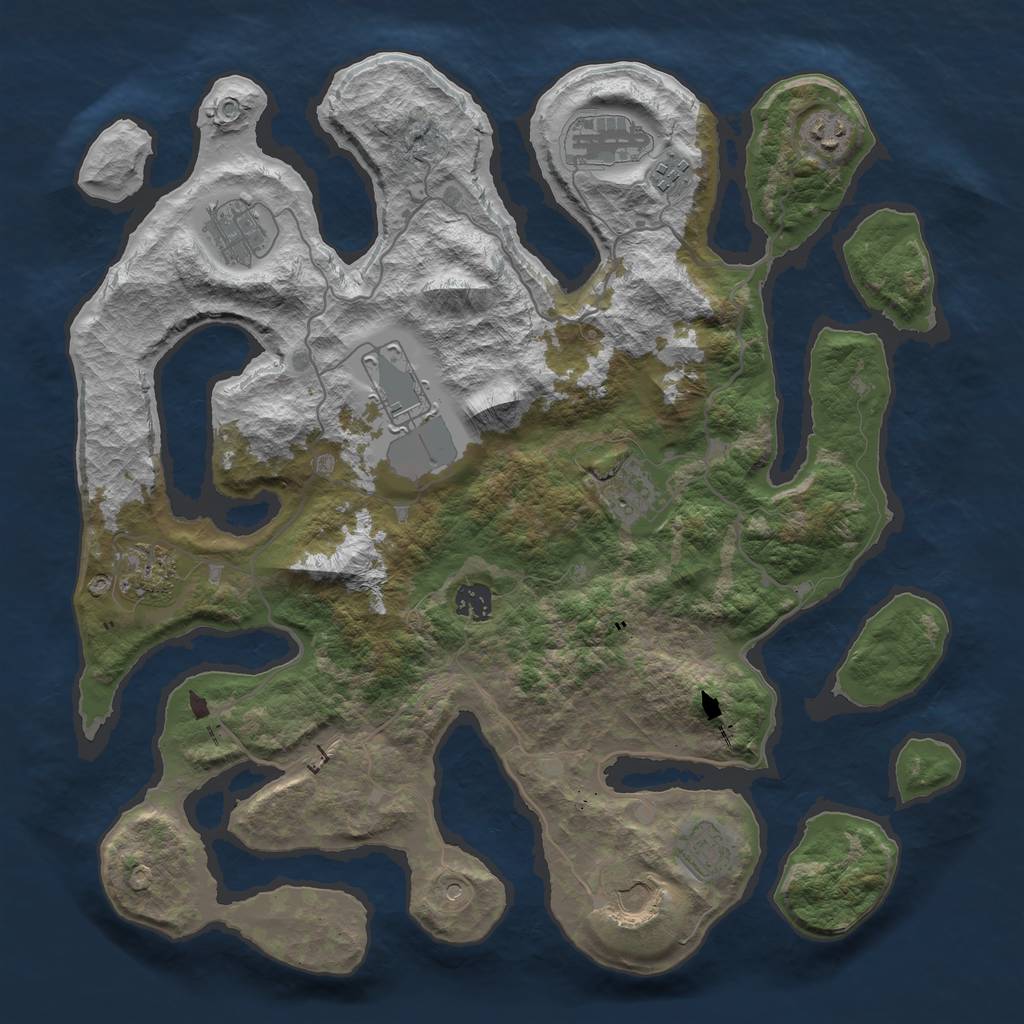 Rust Map: Barren, Size: 4000, Seed: 1177949269, 13 Monuments