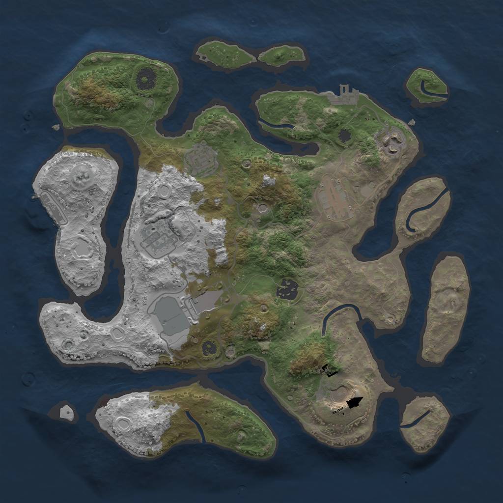 Rust Map: Procedural Map, Size: 3500, Seed: 1903362206, 15 Monuments