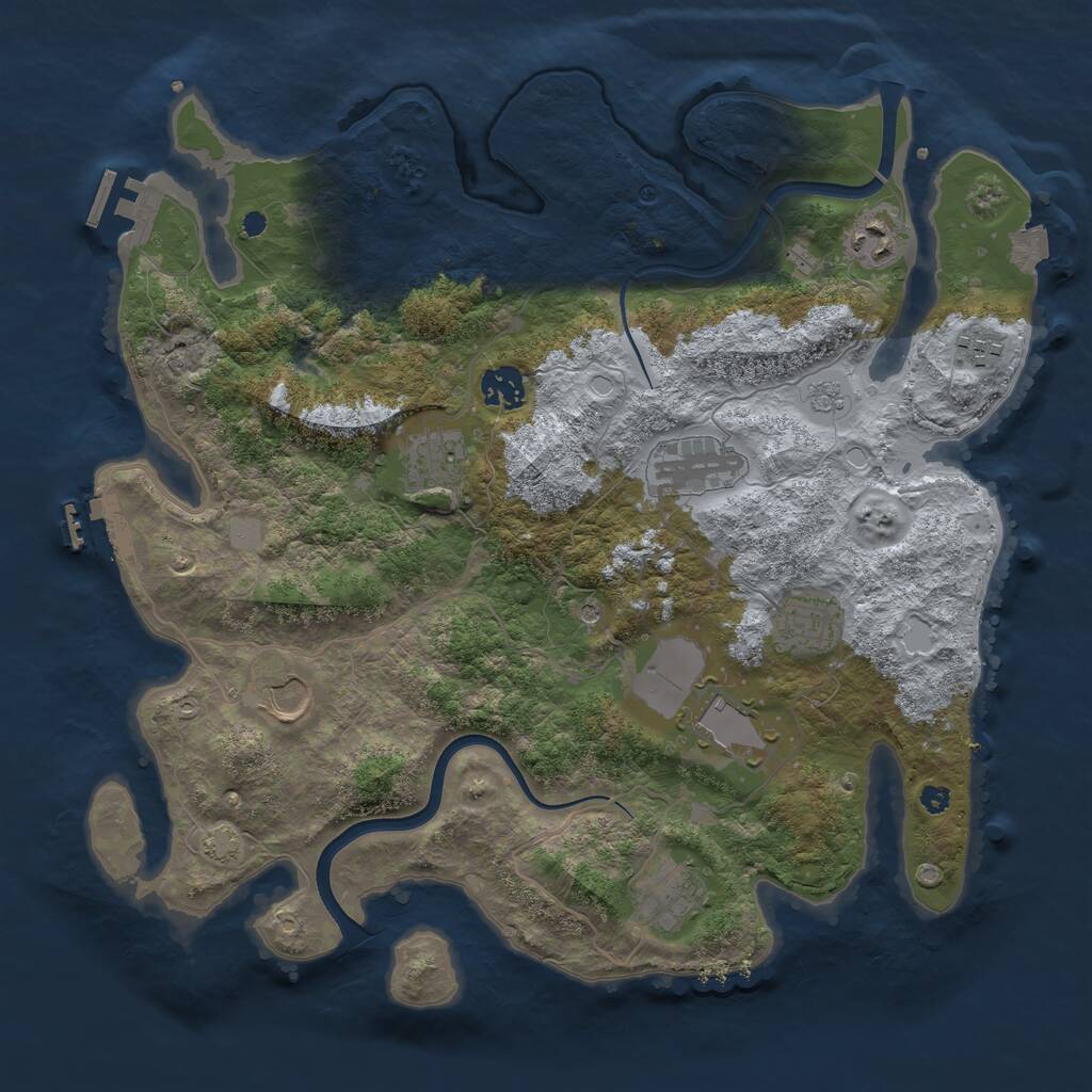 Rust Map: Procedural Map, Size: 3700, Seed: 1711897504, 15 Monuments