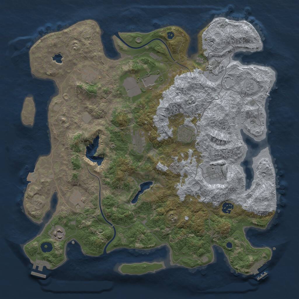 Rust Map: Procedural Map, Size: 4000, Seed: 6229, 16 Monuments