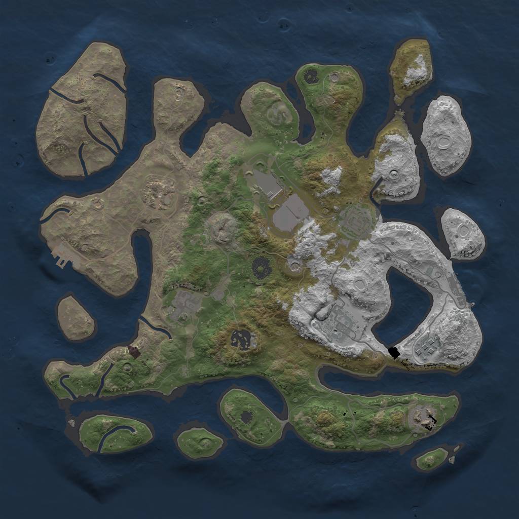 Rust Map: Procedural Map, Size: 3650, Seed: 1569015020, 16 Monuments