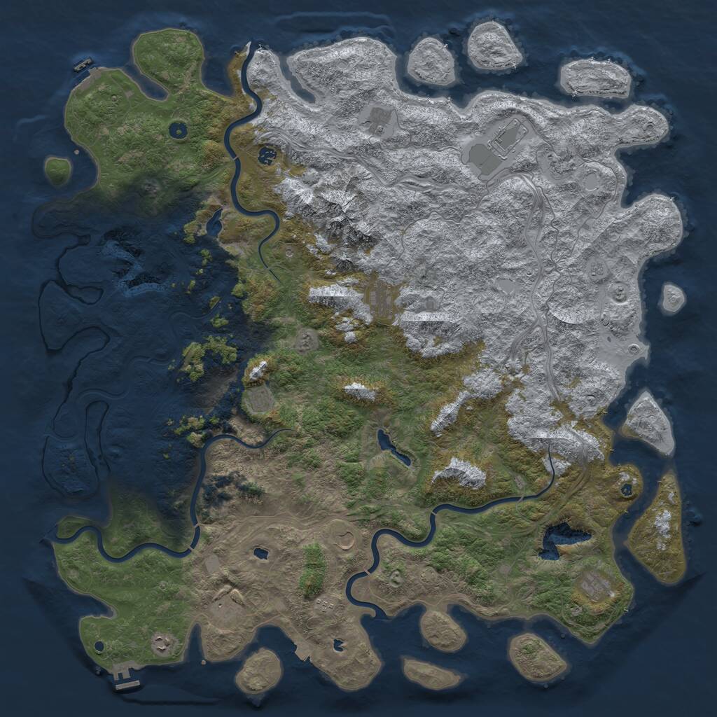 Rust Map: Procedural Map, Size: 6000, Seed: 35464316, 17 Monuments