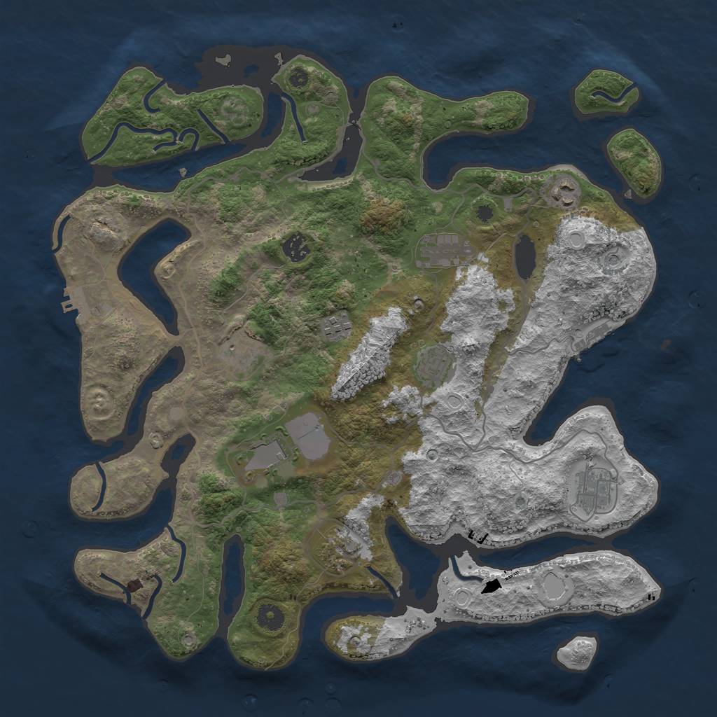 Rust Map: Procedural Map, Size: 4000, Seed: 2037757299, 17 Monuments