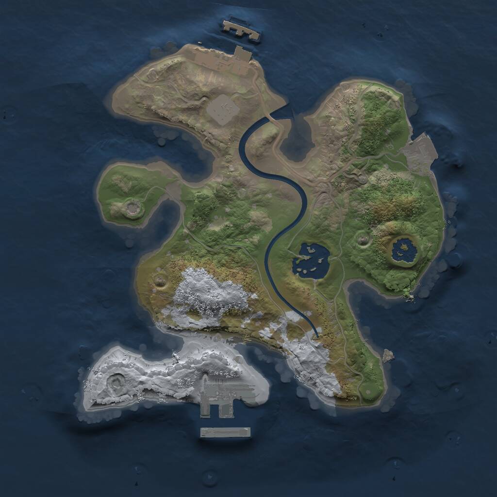 Rust Map: Procedural Map, Size: 2000, Seed: 456375, 4 Monuments