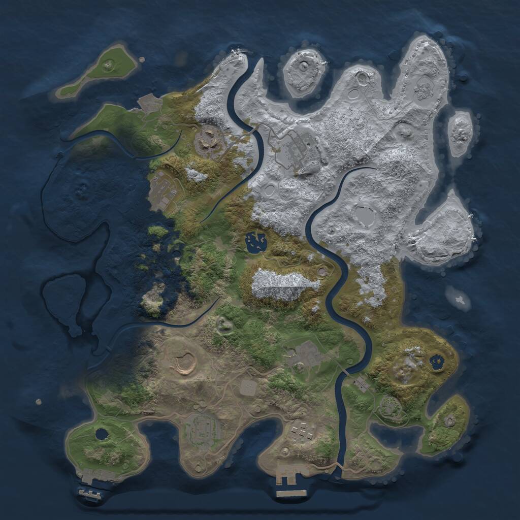 Rust Map: Procedural Map, Size: 3500, Seed: 28056, 14 Monuments
