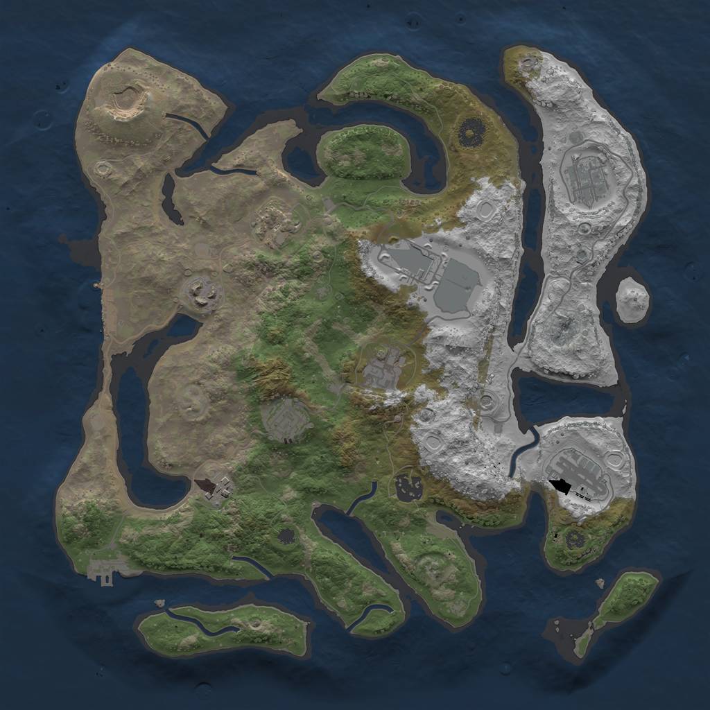 Rust Map: Procedural Map, Size: 3700, Seed: 1088382904, 18 Monuments