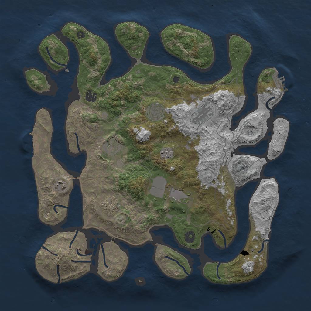 Rust Map: Procedural Map, Size: 4000, Seed: 1639059787, 16 Monuments