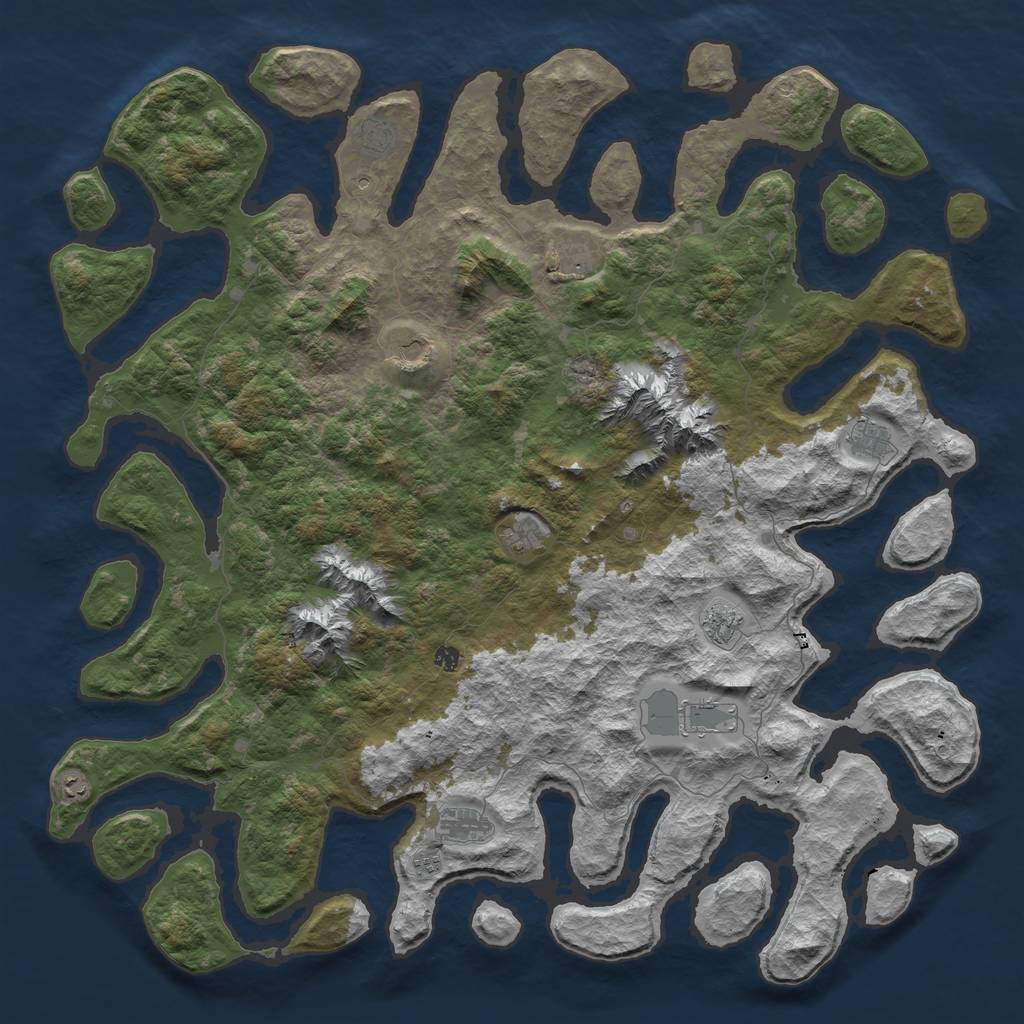 Rust Map: Barren, Size: 6000, Seed: 13, 14 Monuments