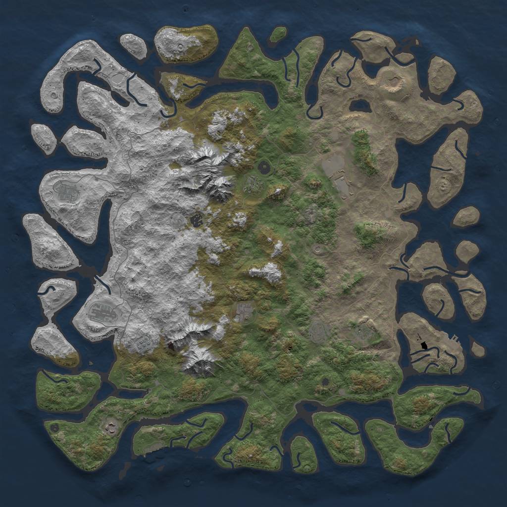 Rust Map: Procedural Map, Size: 6000, Seed: 19409049, 19 Monuments