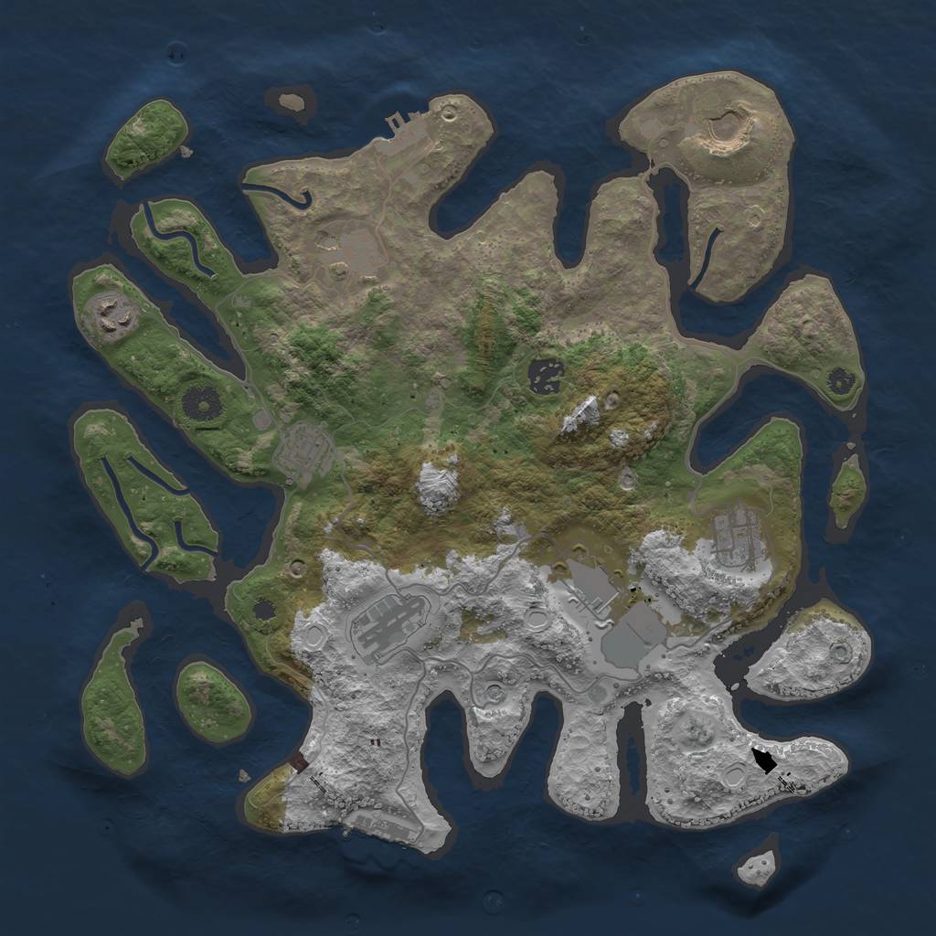 Rust Map: Procedural Map, Size: 3700, Seed: 96850650, 16 Monuments