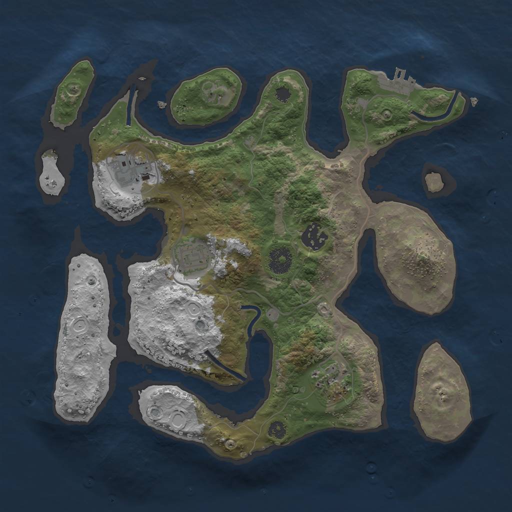 Rust Map: Procedural Map, Size: 3000, Seed: 1943980719, 10 Monuments