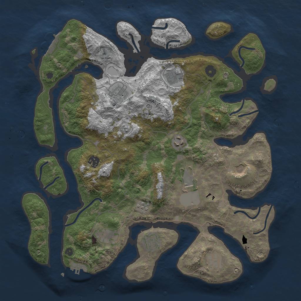Rust Map: Procedural Map, Size: 4000, Seed: 1087360300, 18 Monuments
