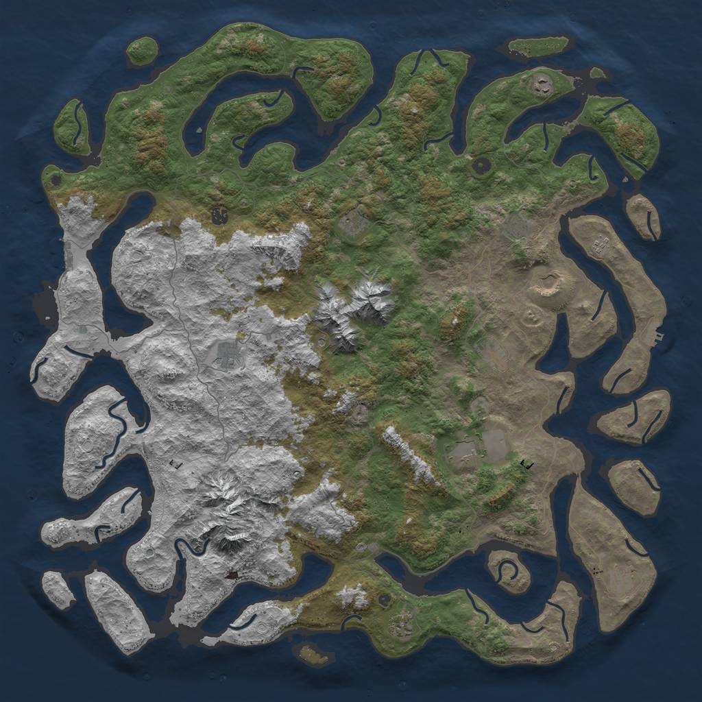 Rust Map: Procedural Map, Size: 6000, Seed: 36751263, 19 Monuments
