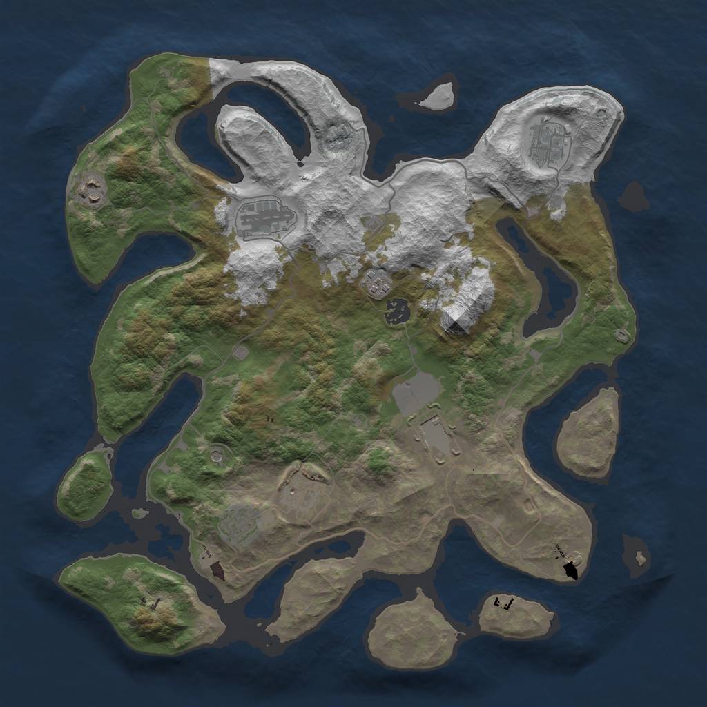 Rust Map: Barren, Size: 4000, Seed: 12072020, 11 Monuments