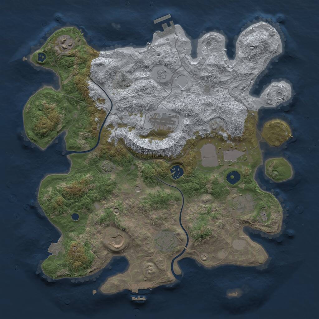 Rust Map: Procedural Map, Size: 3600, Seed: 2475809, 13 Monuments