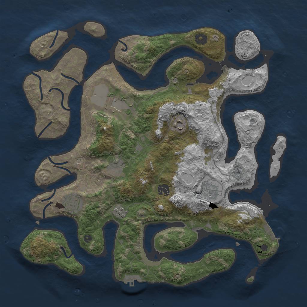 Rust Map: Procedural Map, Size: 3800, Seed: 9000000, 15 Monuments