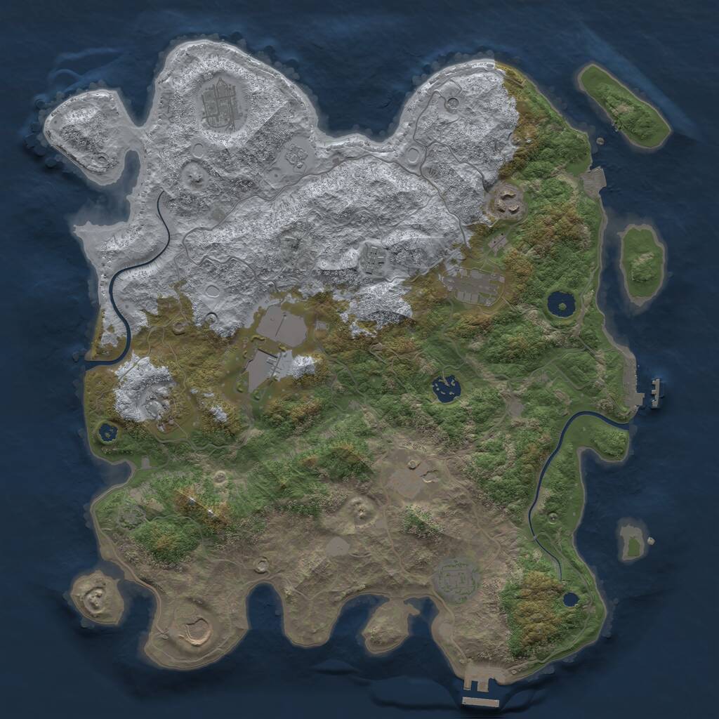 Rust Map: Procedural Map, Size: 3950, Seed: 531038929, 16 Monuments
