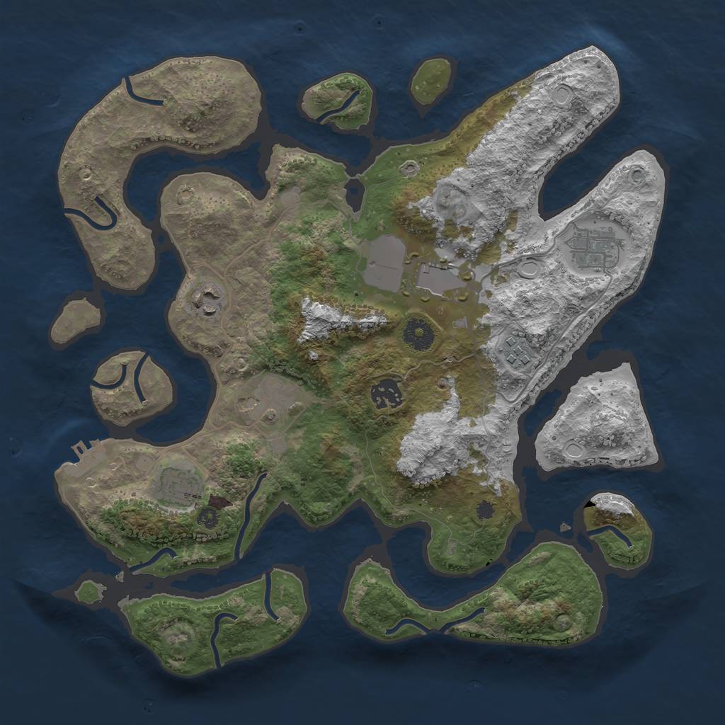 Rust Map: Procedural Map, Size: 3500, Seed: 833621644, 13 Monuments