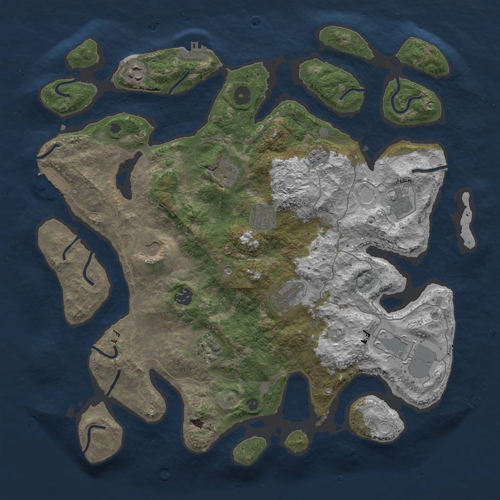 Rust Map: Procedural Map, Size: 4200, Seed: 1977, 18 Monuments