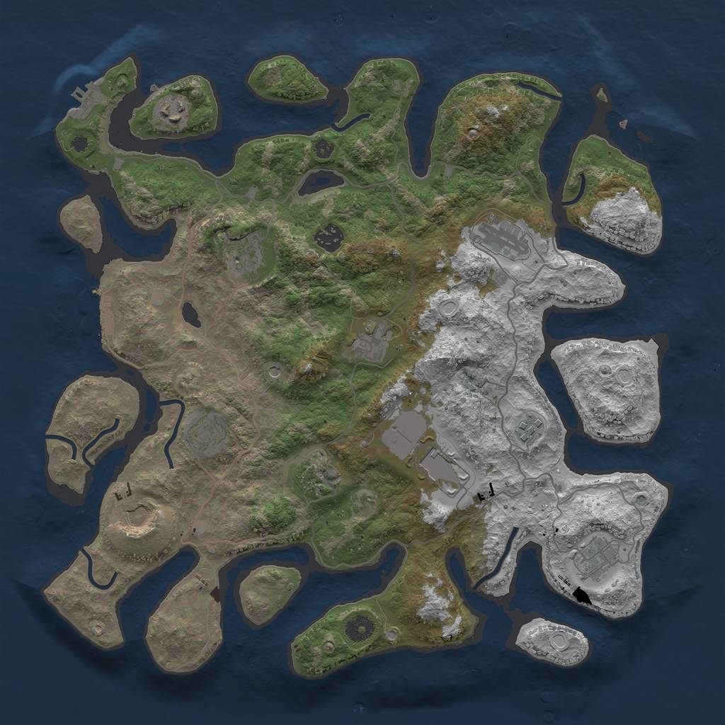 Rust Map: Procedural Map, Size: 4000, Seed: 834483613, 19 Monuments