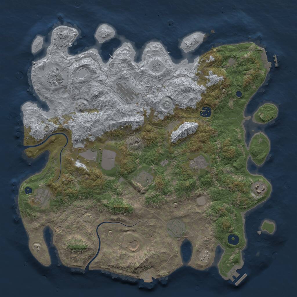 Rust Map: Procedural Map, Size: 3987, Seed: 2235722, 17 Monuments