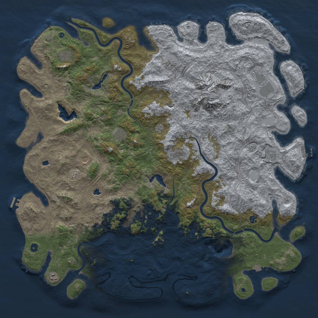 Rust Map: Procedural Map, Size: 6000, Seed: 2354366, 17 Monuments