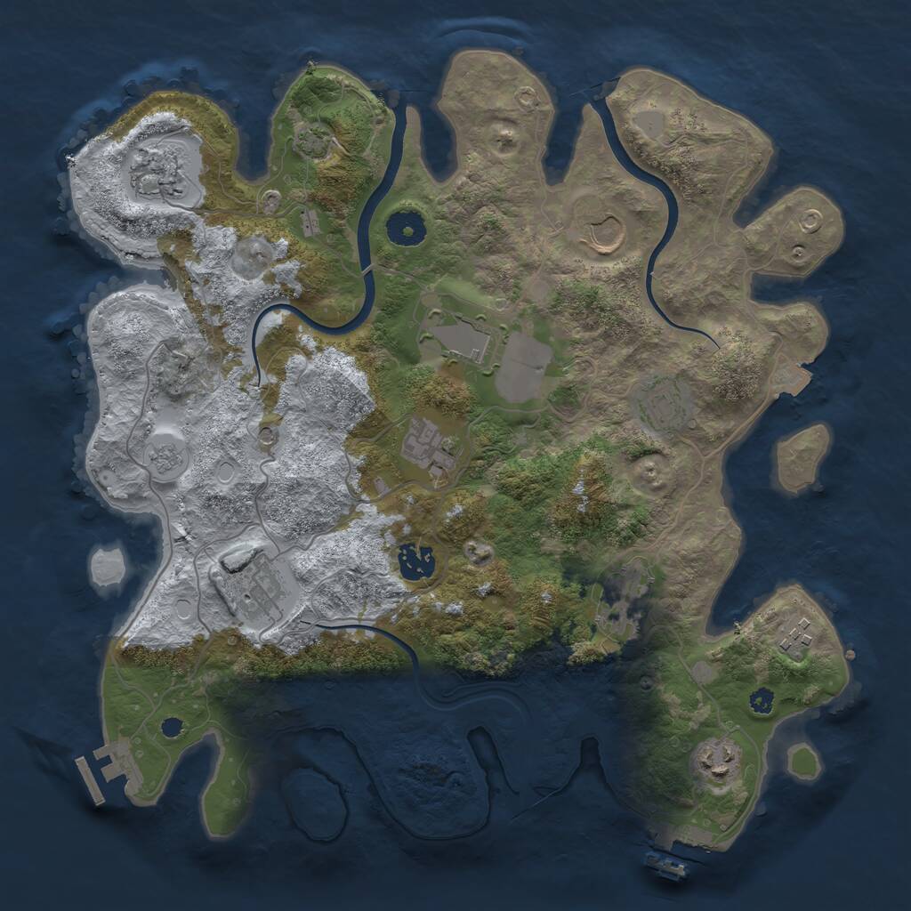 Rust Map: Procedural Map, Size: 3600, Seed: 4104, 16 Monuments
