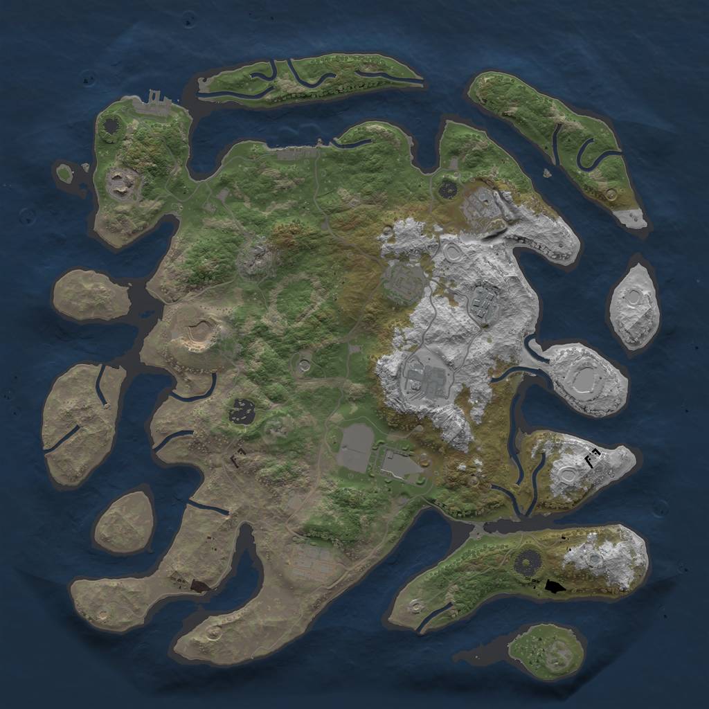 Rust Map: Procedural Map, Size: 3987, Seed: 7253581, 17 Monuments