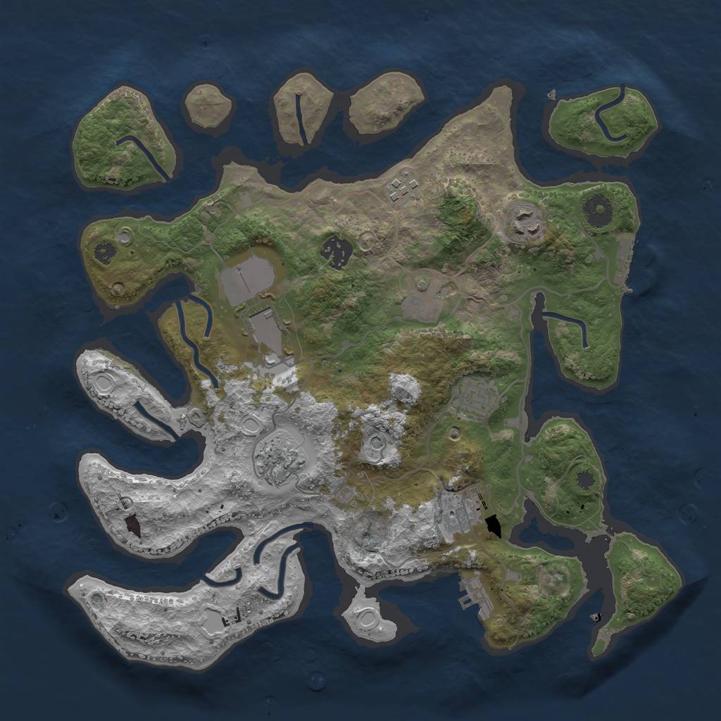 Rust Map: Procedural Map, Size: 3500, Seed: 65363762, 16 Monuments