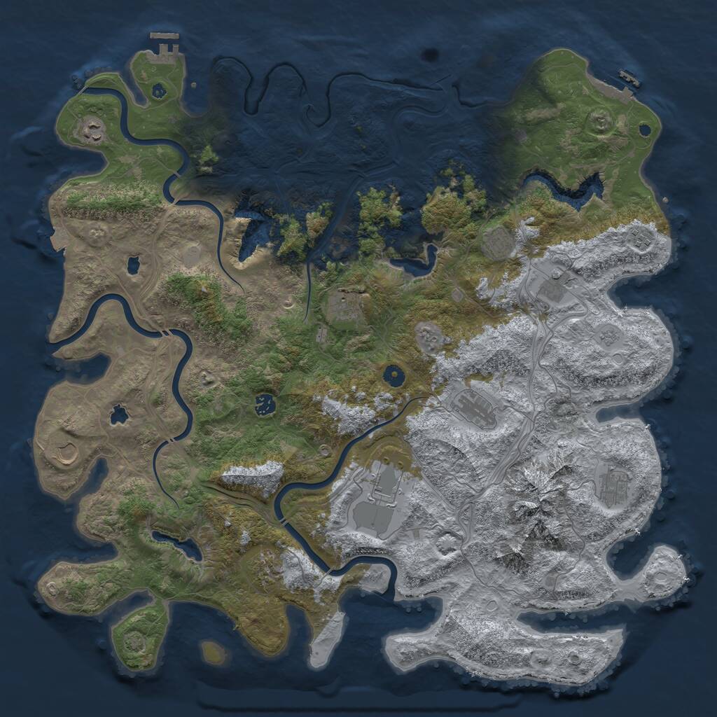 Rust Map: Procedural Map, Size: 5000, Seed: 2724, 17 Monuments