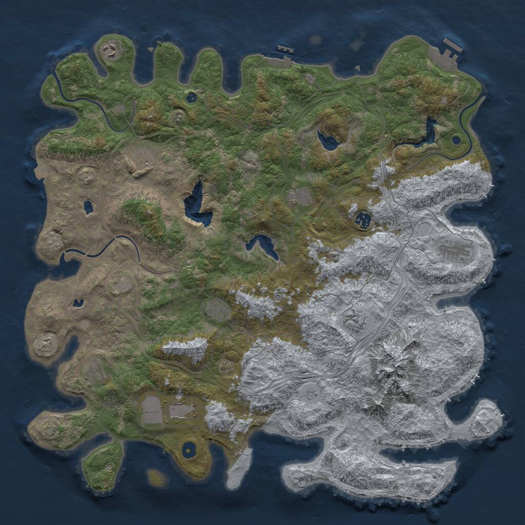 Rust Map: Procedural Map, Size: 5000, Seed: 2724, 16 Monuments