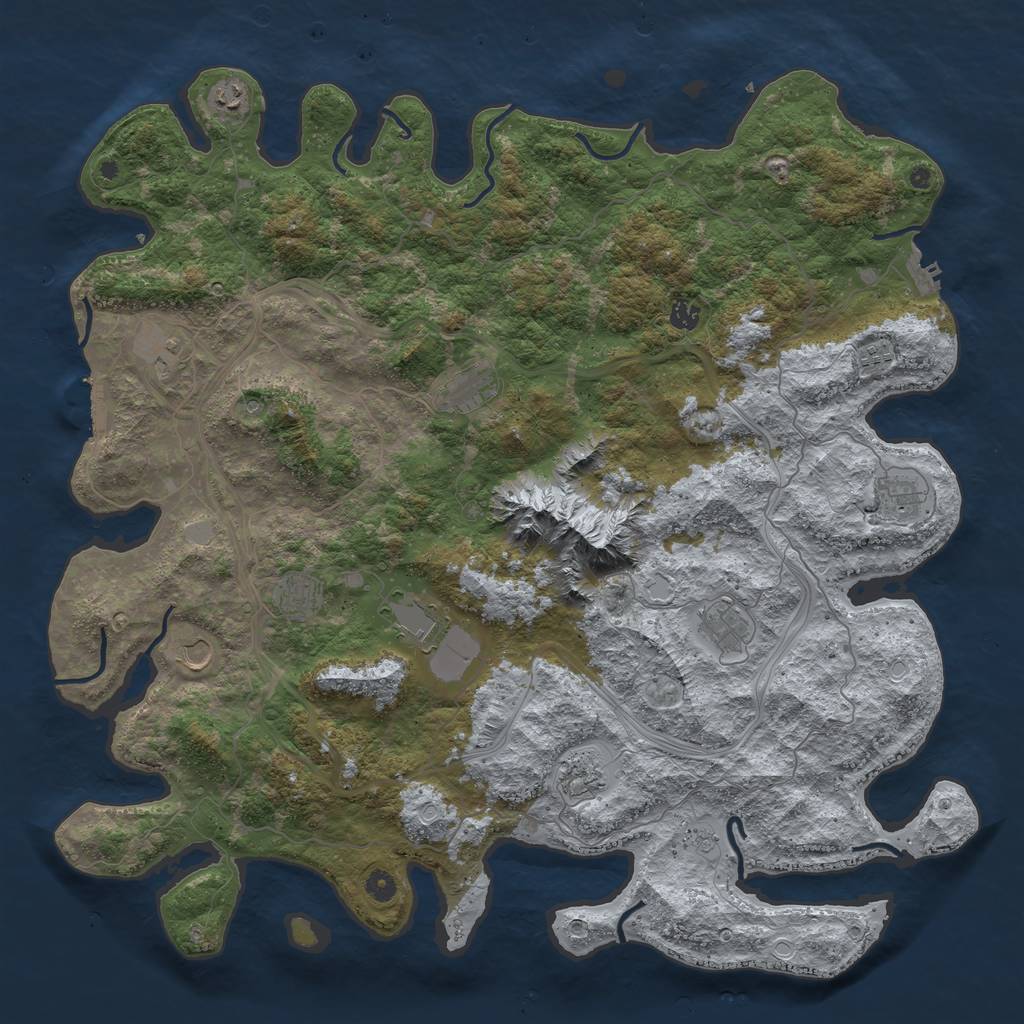 Rust Map: Procedural Map, Size: 5000, Seed: 2724, 18 Monuments