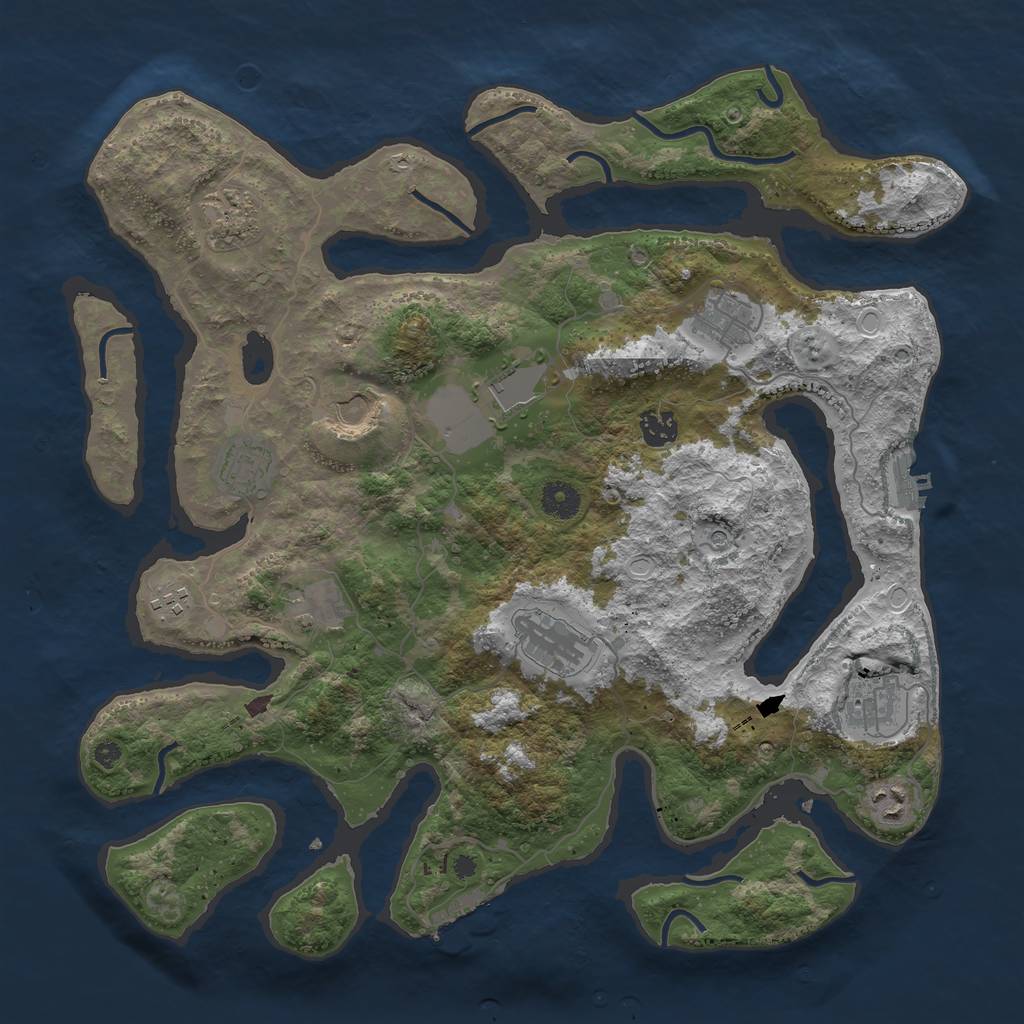 Rust Map: Procedural Map, Size: 3987, Seed: 72535813, 19 Monuments